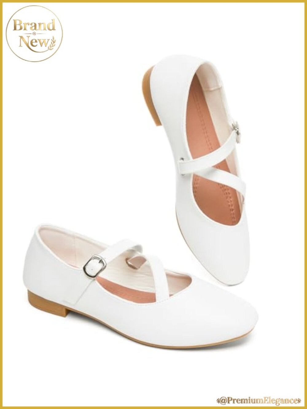 Womens Mary Janes Flats Cross Strap Synthetic Leather Memory Foam Comfort Dress